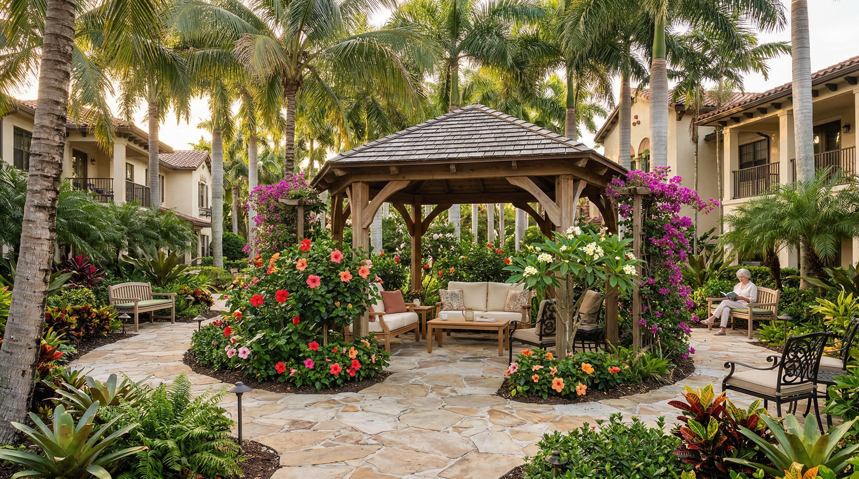 Beautiful garden area at Merriment Assisted Living